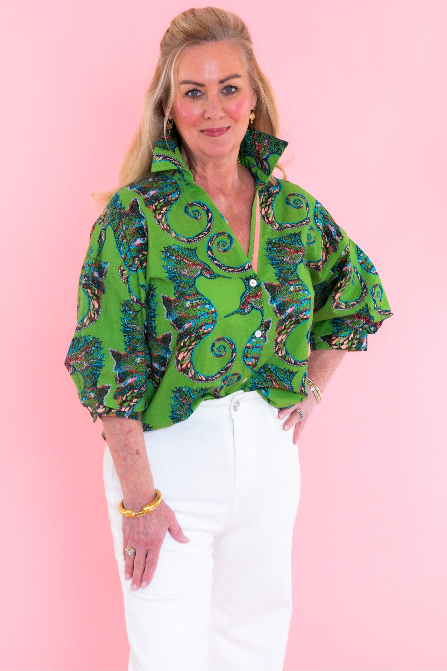 Dizzy Lizzie | Milano Seahorse Print Top