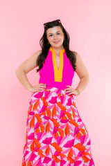 Mary Square | Collins One Piece Swimsuit | Pink + Orange Waffle