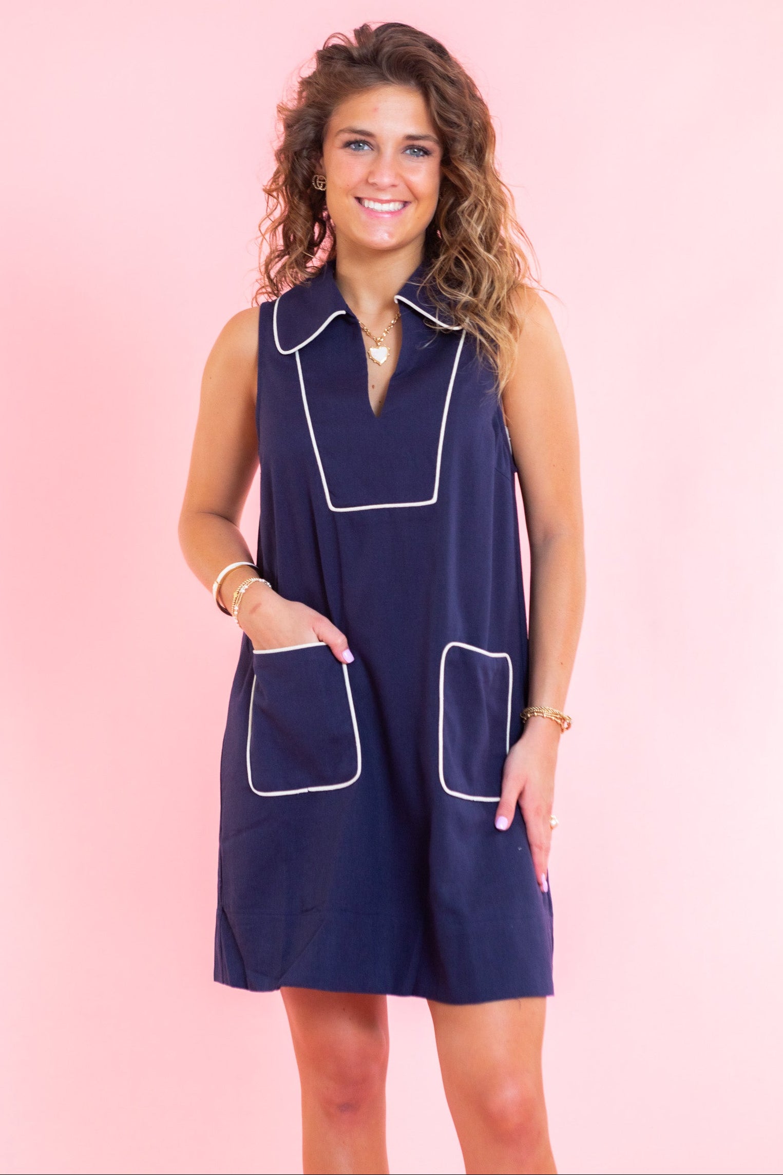 Sophie Contrast Trim Shift Dress