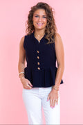 Lila Peplum Button Top