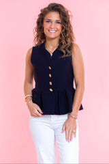 Lila Peplum Button Top