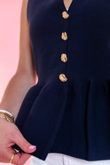 Lila Peplum Button Top