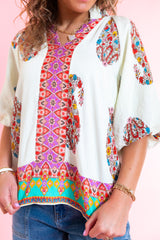 Sunset Market Boho Embroidered Top