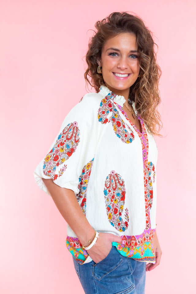 Sunset Market Boho Embroidered Top