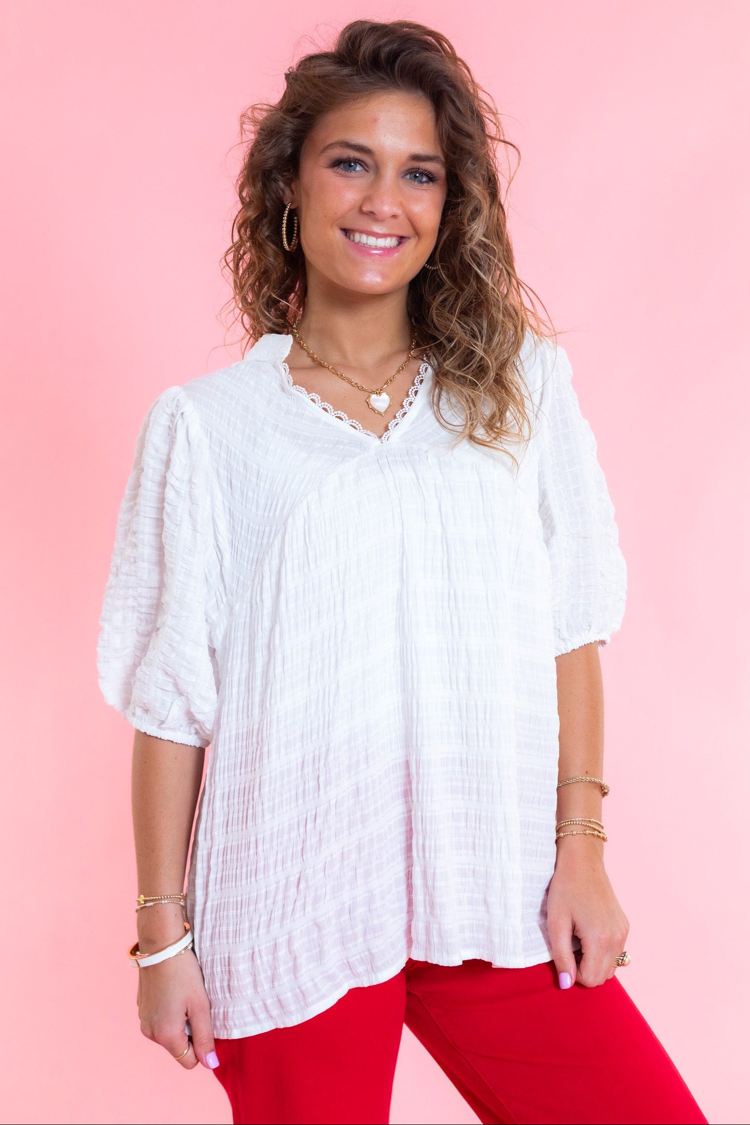 Simply Sweet Textured Babydoll Top