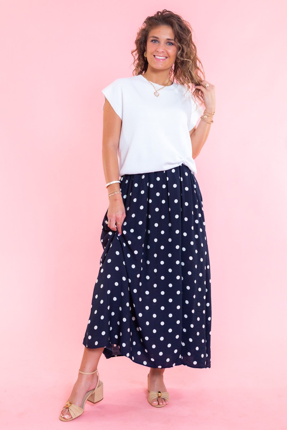 Mila Layered Polka Dot Midi Dress Set