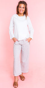 Linen Overlay Flounce Top