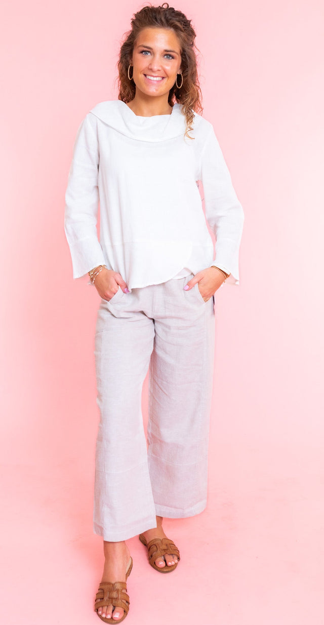 Linen Overlay Flounce Top