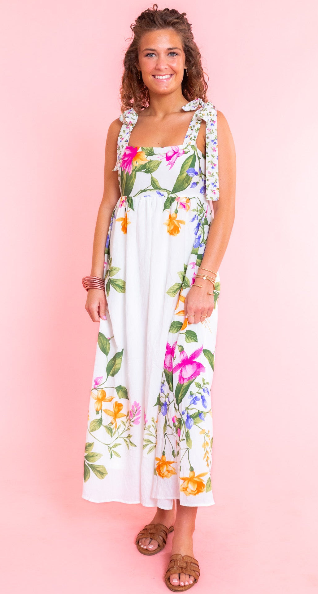 Floral Tie-Strap Maxi Dress