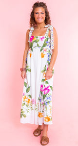 Floral Tie-Strap Maxi Dress