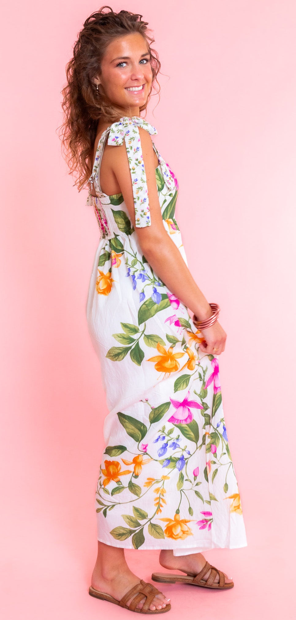 floral tie front maxi dress Floral Tie-Strap Maxi Dress