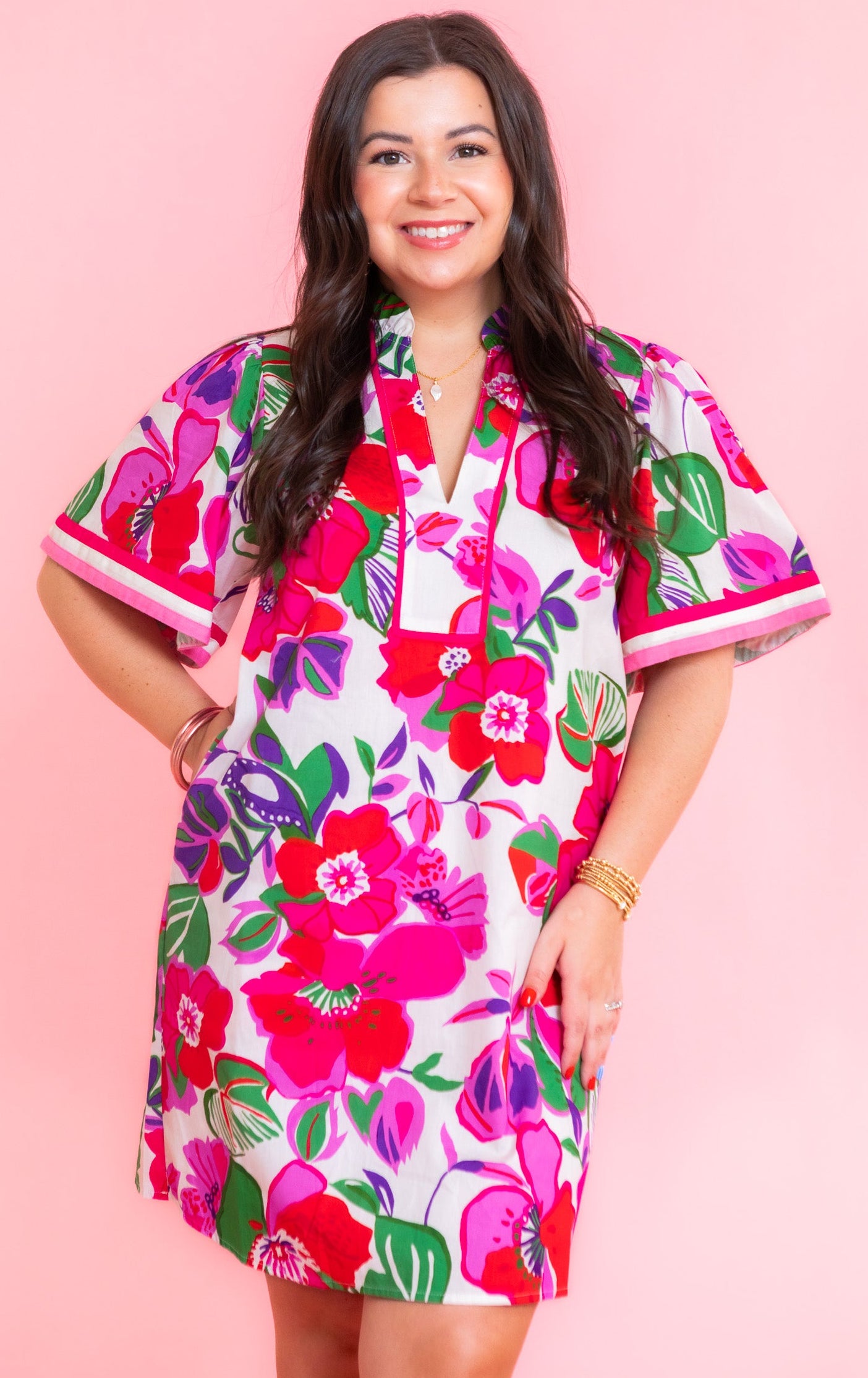 Floral Print Short Sleeve Dress