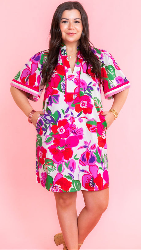 Floral Print Short Sleeve Dress