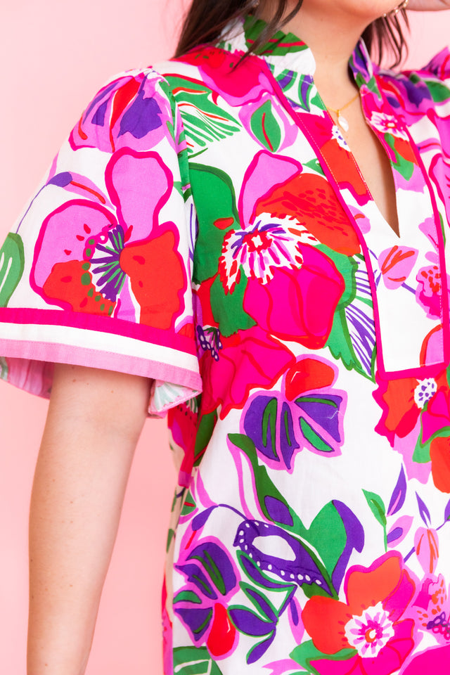 Floral Print Short Sleeve Dress