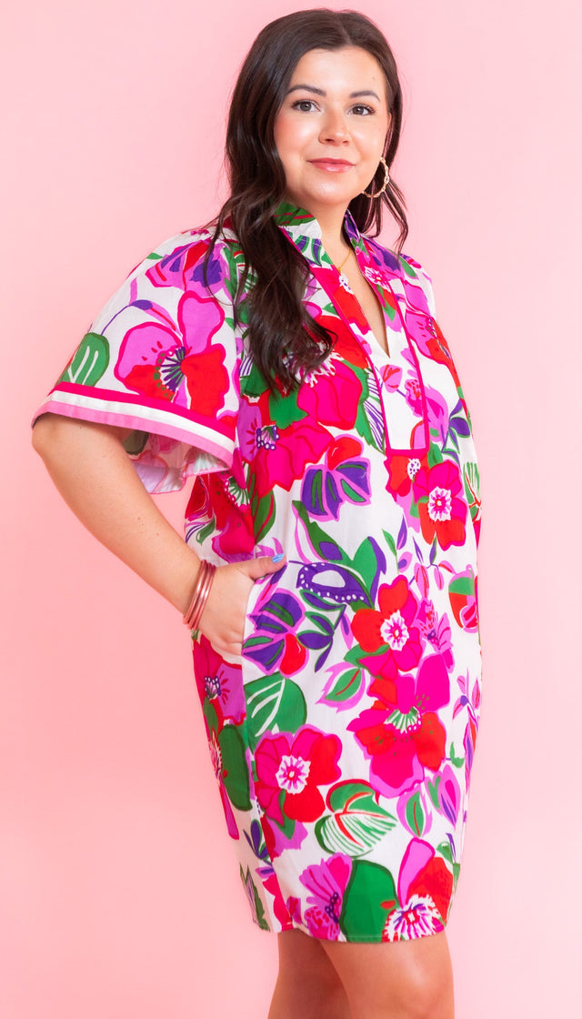 Floral Print Short Sleeve Dress