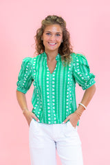 Mary Square | Colette Top | Heritage Stitch Green Top