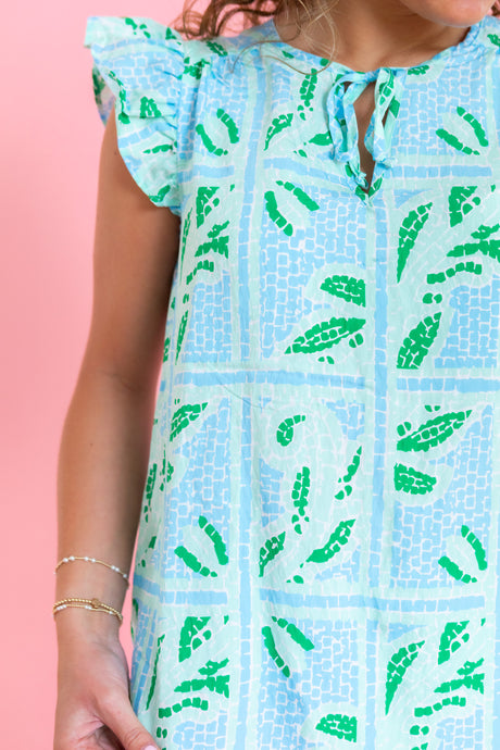 Mary Square | Lydia Top | Trellis Tiles Blue