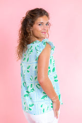 Mary Square | Lydia Top | Trellis Tiles Blue