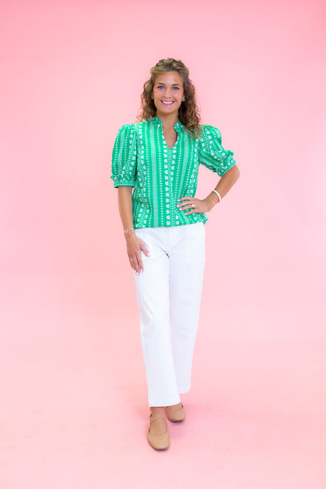 Mary Square | Colette Top | Heritage Stitch Green Top