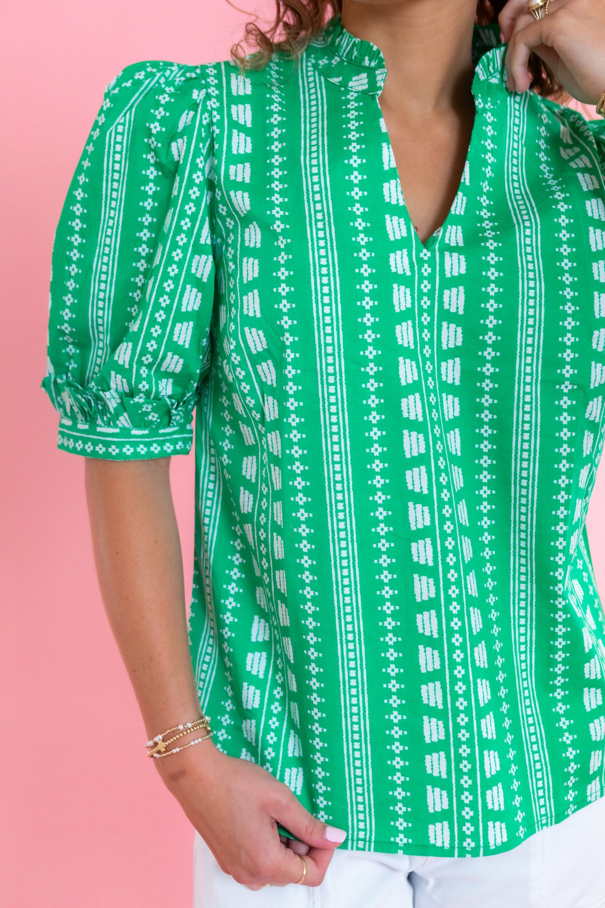 Mary Square | Colette Top | Heritage Stitch Green Top