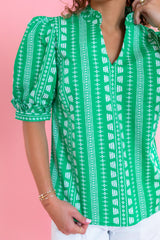 Mary Square | Colette Top | Heritage Stitch Green Top