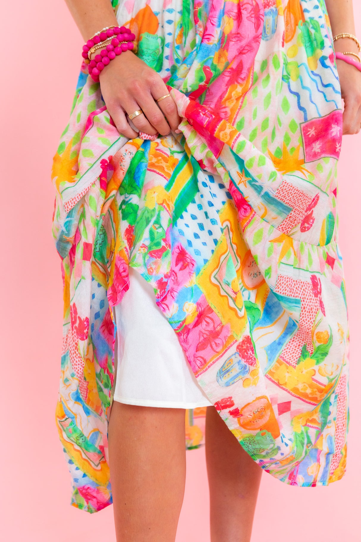 Printed Ruffle Collar Puff Sleeve Dress
