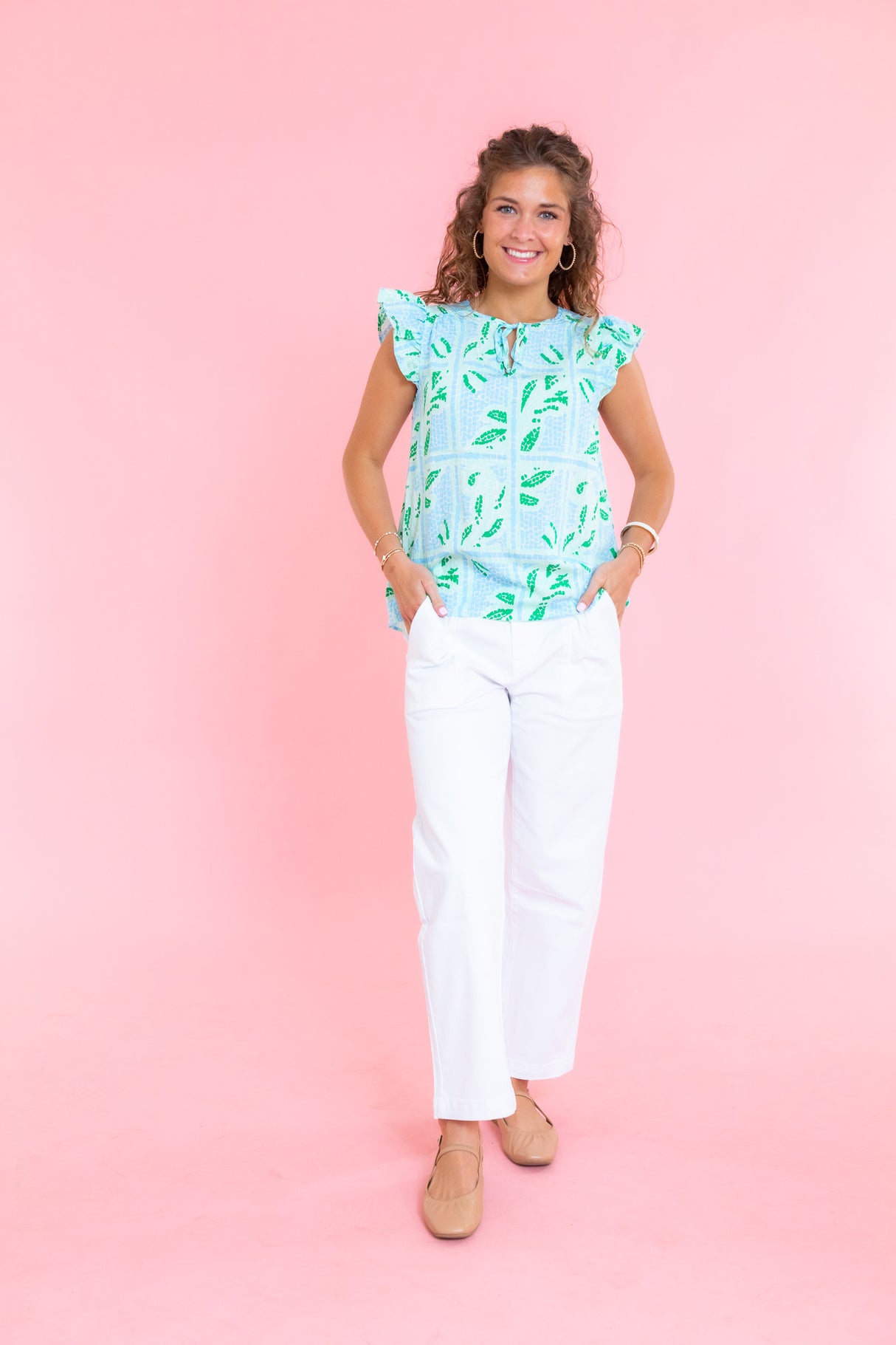 Mary Square | Lydia Top | Trellis Tiles Blue