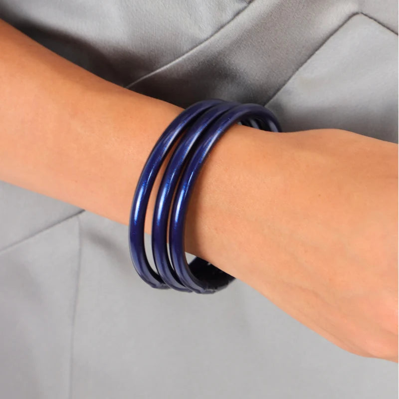 BuDhaGirl | Midnight All Weather Bangles (Set of 3) Serenity Prayer