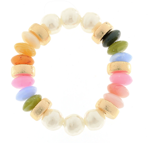 Pearl & Color Rondelle Beads Bracelet