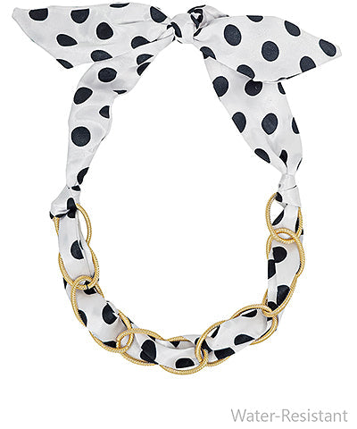 Madison's Exclusive | Polka Dot Scarf & Textured Link Chain Necklace