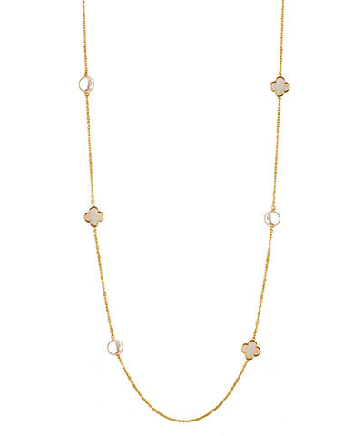 Pearl & Shell Clover Station Necklace