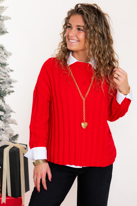 Statement Ribbed Pocket Pullover - Roma