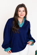 The Katherine Navy Blouse