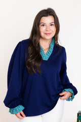 The Katherine Navy Blouse