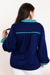 The Katherine Navy Blouse