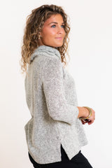 Multiples | Knit 3/4 Sleeve Cowl Button Front Top