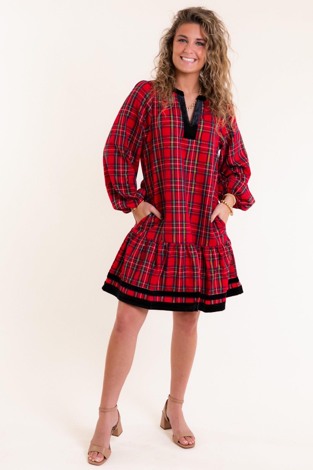 Mary Square | Sierra Dress in Plaid Red