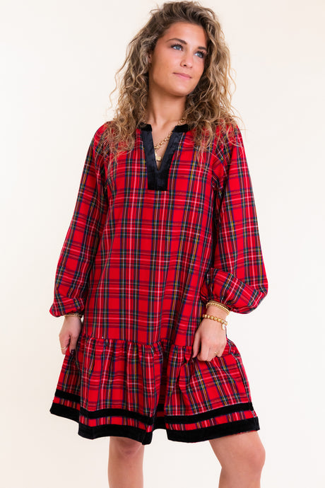 Mary Square | Sierra Dress in Plaid Red