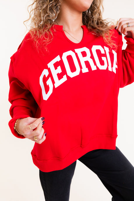 BucketList | Georgia Split-Neck Terry Sweatshirt