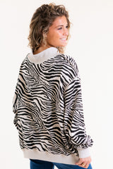 BucketList | Zebra-Patterned Mock-Neck Sweatshirt