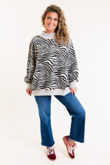 BucketList | Zebra-Patterned Mock-Neck Sweatshirt