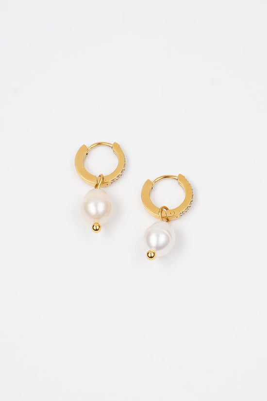 Brenda Grands CZ Pearl Drop Huggies