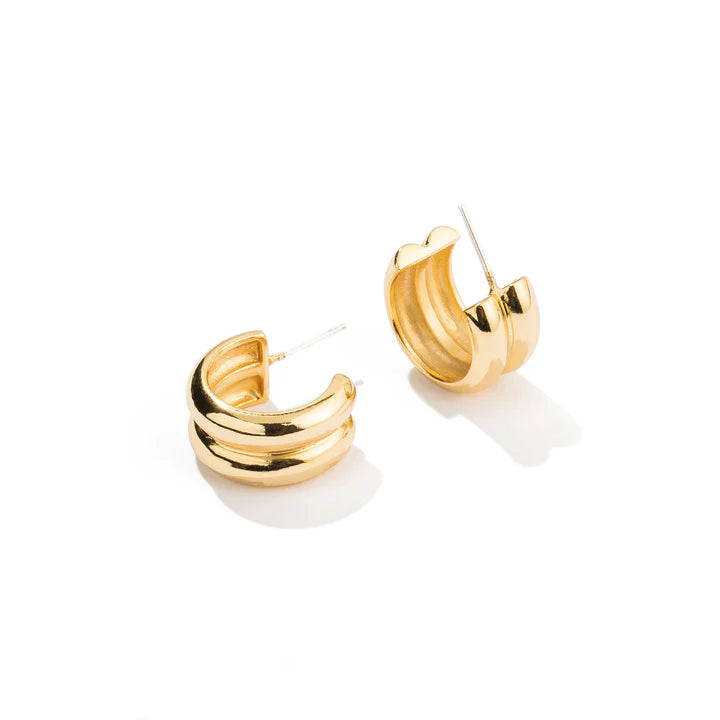 Load image into Gallery viewer, Brenda Grands Twin Gold Hoops
