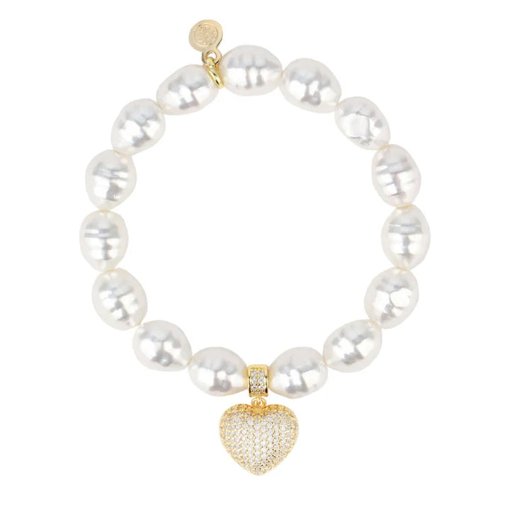 BuDhaGirl | Pearl White Pave Heart Bracelet