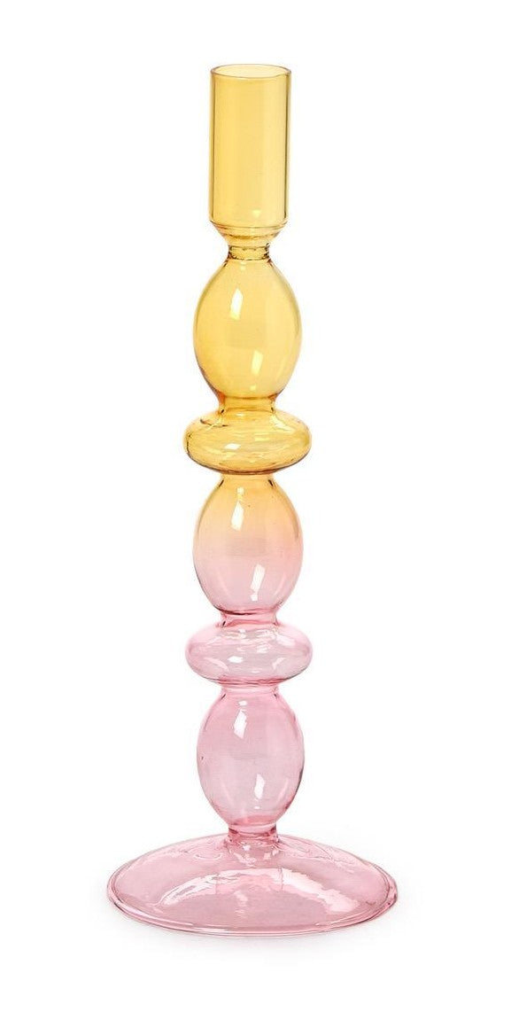 Hand-Blown Glass Taper Candlestick Candleholders