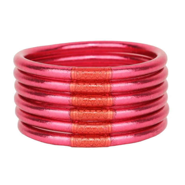 Load image into Gallery viewer, BudhaGirl | Pink All Weather Bangles- Serenity Prayer

