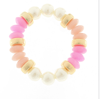 Pearl & Color Rondelle Beads Bracelet