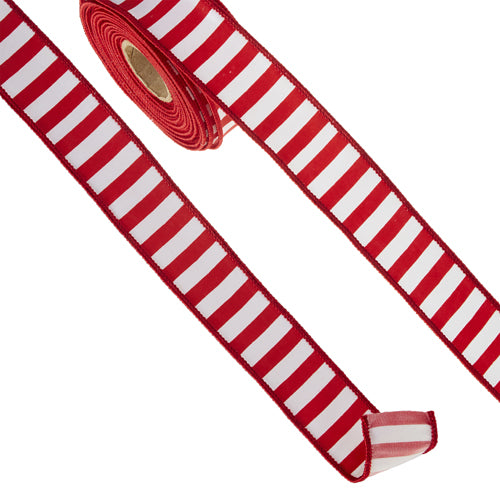 Red And White Striped Wired Ribbon