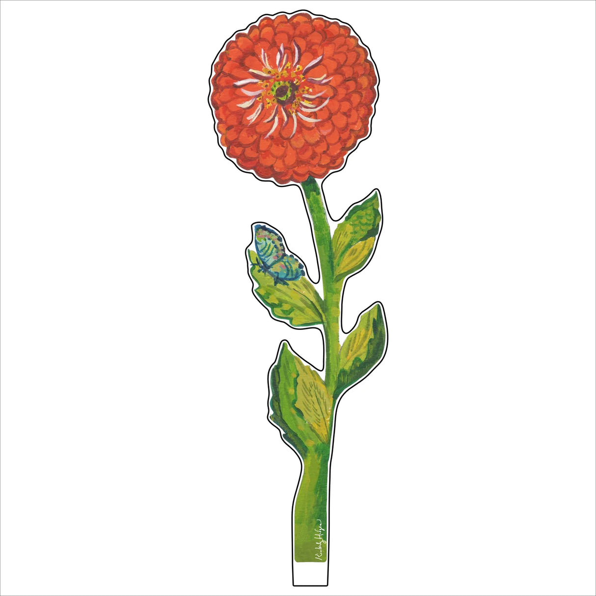 Kimberly Hodges Art | Red Zinnia Large Acrylic Flower