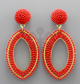 Seed Bead Marquise Earrings